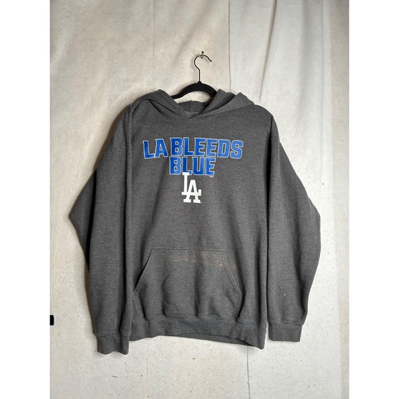 Mlb Genuine Merchandise Other - MLB Genuine Merchandise Los Angeles Dodgers LA Bleeds Blue Hoodie Gray Mens L
